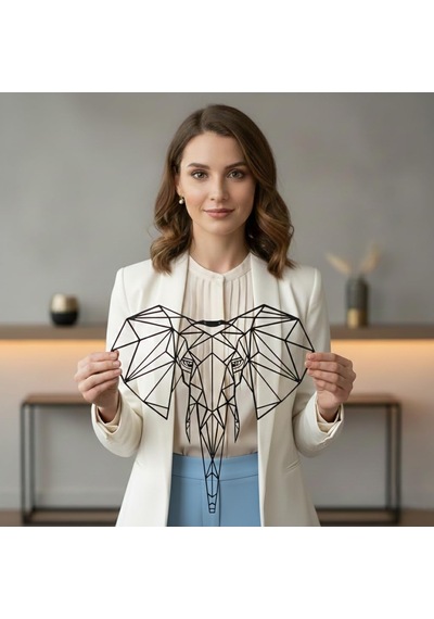 Metal Duvar Sanatı - Geometrik Fil Kafası -3d Duvar Silueti Metal Duvar Dekoru Ev Ofis Dekorasyonu Yatak Odası Oturma Diğer 36345660