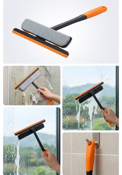 Thentech Mikrofiber Süngerli Ve Çekçekli Çok Amaçlı Cam Silme Aparatı Pratik Temizleyici