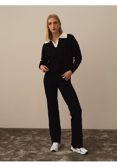 Siyah Formunu Koruyan Oversize Pantolon 850946