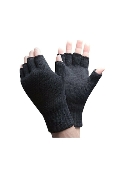 Winesso Parmaksız Kesik Yarım Parmak Eldiven Erkek Kadın Unisex Siyah