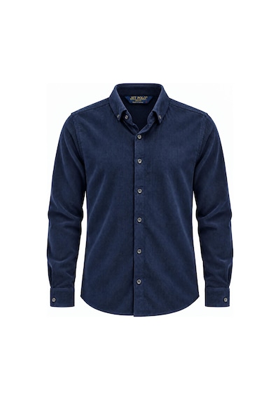 Classics Men Jet Polo Uzun Kol Slim Fit Erkek Kadife Gömlek - 7779 Lacivert