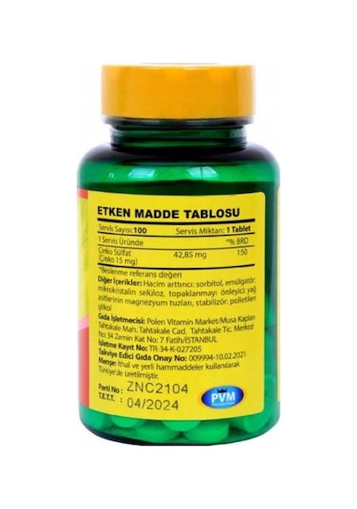 Vitapol Çinko Sülfat 15 Mg 3X100 Tablet Zinc