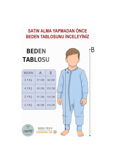 Cantoy Kız Erkek Çocuk Kalın Elyaf Dolgulu 2.5 Tog Desenli Uyku Tulumu Lacivert Beyaz