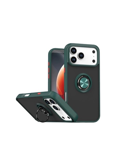 Apple Uyumlu iPhone 17 Pro Uyumlu Montreal Yüzüklü Silikon Kapak - Yeşil