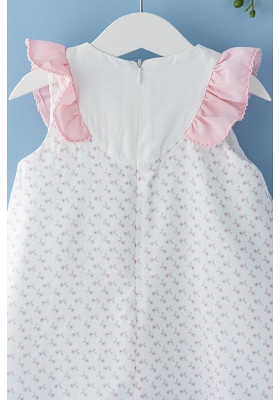 Babymod Kız Bebek Elbise Çiçek Desenli Fiyonklu Bebek Elbise 001