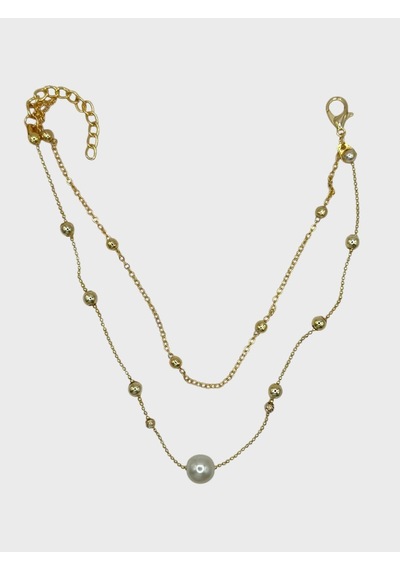 Arnes Jewelry Çelik Dorikalı İncili Halhal Ar588nes Gold