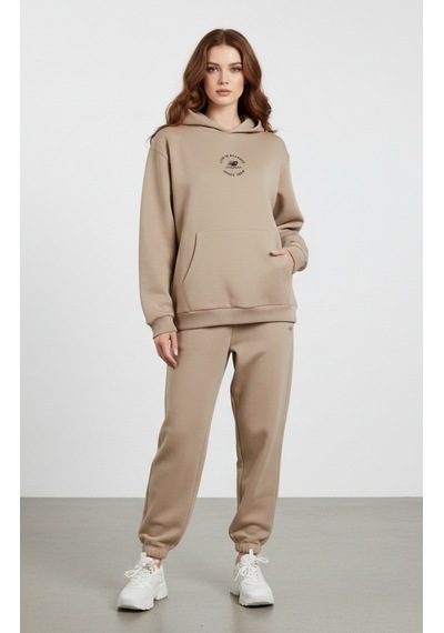 New Balance Bej Kadın Hoodie Kapşonlu Sweatshirt Unc3347-trd