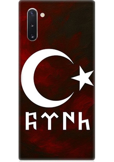 Samsung Galaxy Note 10 Uyumlu Göktürk Ay Yıldız Kompozisyonu Desenli Silikon Kılıf Çok Renkli
