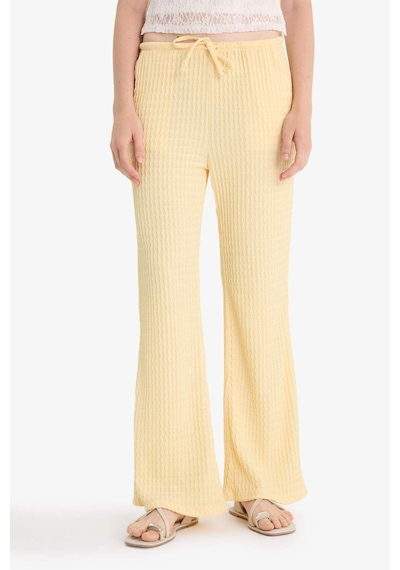 Defacto Wide Leg Cepli Normal Bel Standart Boy Bürümcük Pantolon F7659ax25auyl252 Sarı