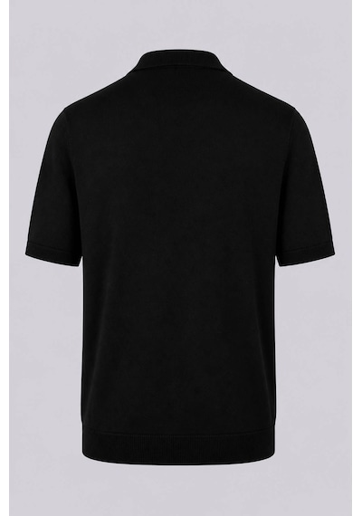 Trender Düz Yarım Fermuarlı Siyah Erkek Polo Yaka T-shirt 16357-15965