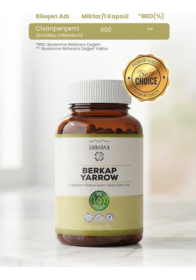 Erbatab Civan Perçemi Ekstresi Berkap Yarrow 60 Kapsül