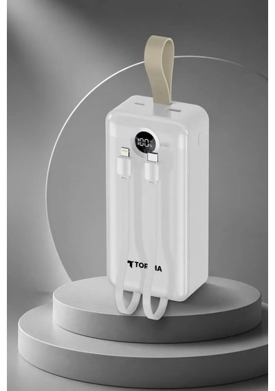 Hızlı Dolum Telefon Pili Enerji Kaynağı Powerbank Dijital Göstergeli Trm1035 Beyaz Çok Renkli