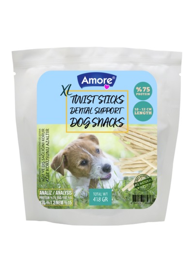 Amore Twist Dog Sticks Kalın Köpek Burgu Çiğneme Ödül Çubuğu Xlarge 418 G