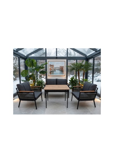 Mygusi Beta Serisi 60x90 Masalı Modern İp Örgü Detaylı, Bahçe Mobilyası, Balkon Takımı - 2+1+1 Antrasit Mygusi Beta Serisi 60x90 Masalı Modern İp Örgü Detaylı, Bahçe Mobilyası, Balkon Takımı - 2+1+1 Antrasit