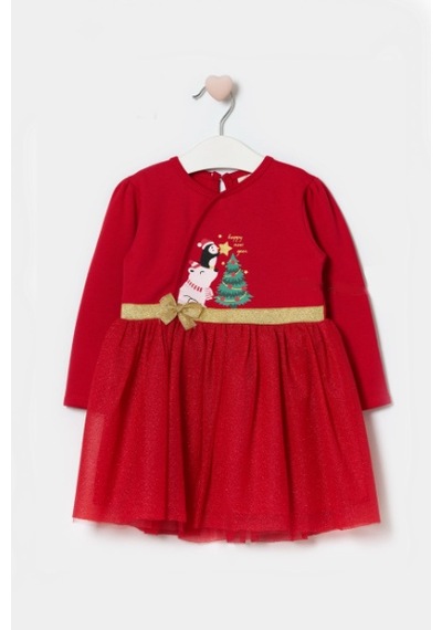 Name Baby & Kids Kız Bebek Beli Fiyonk Detaylı Anvelop Yılbaşı Elbise Nbk-24923 Kırmızı