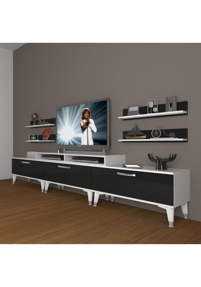 Decoraktiv Ekoflex 270r Slm Silver Tv Ünitesi Tv Sehpası Beyaz - Siyah