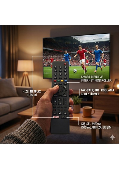 Grundig Arçelik Smart Tv Yedek Kumanda Netflix Ve My Media Tuşlu
