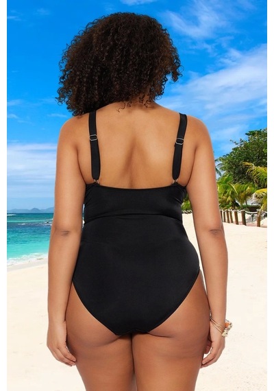 Ersefa Konforlu Plus Size Mayo Tasarım Büyük Beden Ergonomik Kesim Geniş Siyah