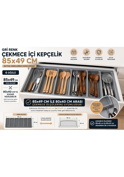 Çekmece Içi Düzenleyici Kepçelik 85x49 Cm / 79x40 Cm'e Kadar Kısaltılabilir Çok Renkli