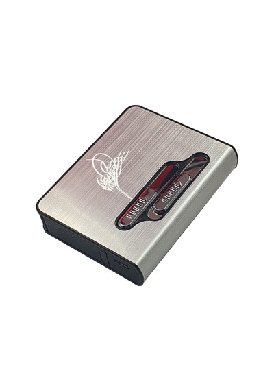 Usb Şarjlı Elektronik Çakmak Taşınabilir Sigara Paketi Muhafaza Kutusu Metalik Osmanlı tuğra Çok Renkli