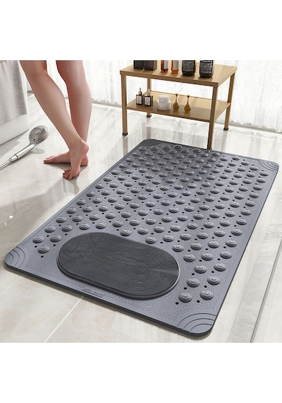 1 Adet Antrasit Renk Vantuzlu Banyo Ve Duş Kaydırmaz Paspası 36 X 69,5 Cm Gri