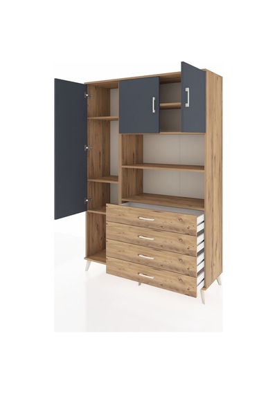 Hyperion Dolap 7 Raflı 4 Çekmeceli 3 Kapaklı 132x44x195 Çam-antrasit/çam Antrasıt/atlas Çam Hyperion Dolap 7 Raflı 4 Çekmeceli 3 Kapaklı 132x44x195 Çam-antrasit/çam Antrasıt/atlas Çam