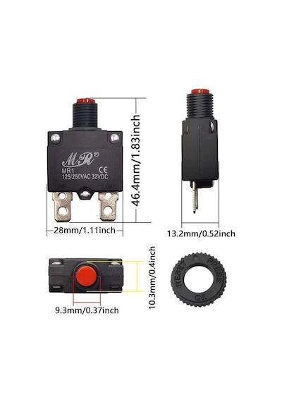Resetli Termik Sigorta 25 Amper 125/250v Ac 32v Dc Ic-271s Mr-1