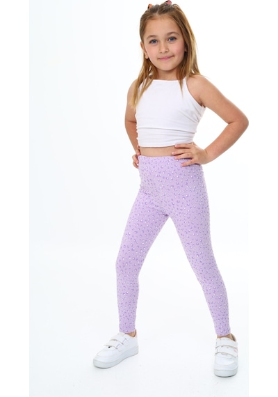 Toontoy Kids Toontoy Kız Çocuk Puantiye Baskılı Tayt Lila