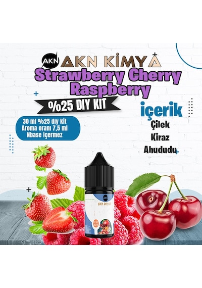 Strawberry Cherry Raspberryyoğun Dıy Kit Çilek Kiraz Ahududu Gıda Aroması %25 Oranda Aroma İçerir Hazır Değildir 30 Ml