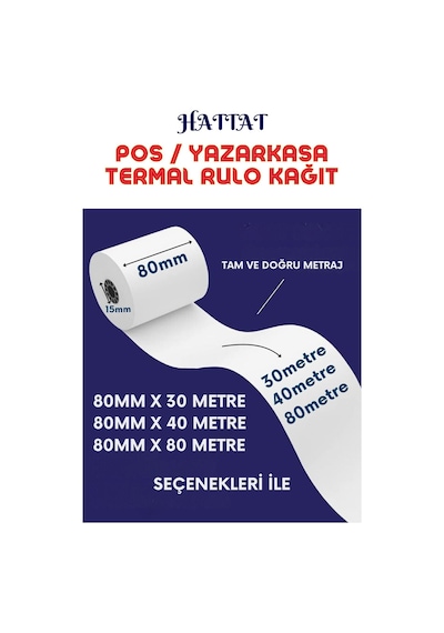 Hattat Termal Pos Rulo 10 Adet Rulo 80 MM x 40 M