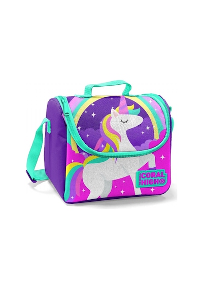 Coral High Mor Unicorn Baskılı Termoslu Beslenme Çantası - Kız Ço