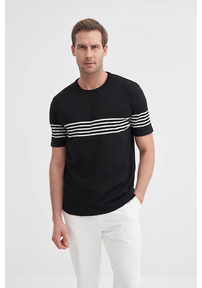 Cazador 3040 Erkek Bisiklet Yaka Triko T-shirt Siyah
