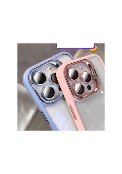 İphone 15 Pro Uyumlu Kılıf Kamera Korumalı Açılır Pencere Standlı Arkası Şeffaf + Lens Koruyucu Resimde Görünen