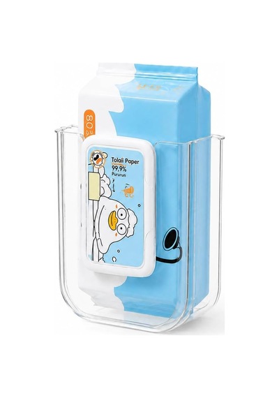 Duvara Yapıştırılabilir Islak Mendil Kutusu, Şeffaf Kırılmaz Plastik Mendillik Peçetelik, Yapışkanlı Duvar Tipi Islak Mendil Tutucu Organizer, Banyo Mutfak, 11,5 X 8,5 X 14 Cm