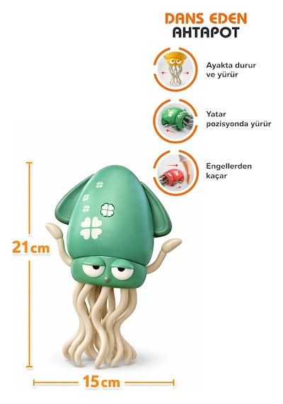 Dans Eden Şarjlı Müzikli Işıklı Ahtapot-emeklemeye Yardımcı Dansçı Kali Yeşil