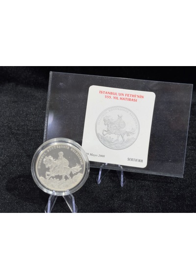 2008 İstanbul Un Fethinin 555. Yılı 925 Ayar Gümüş Proof Hatıra Para Sertifikalı
