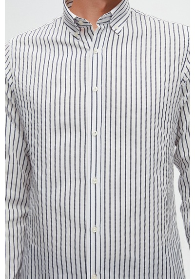 D'S Damat Ds Damat Slim Fit Açık Mavi Çizgili Gömlek 6hc02ort10265 603922