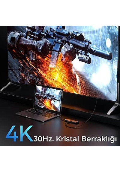 Bx10hb 8'i1 Arada Type-c Hub 4k 30hz Hdmı Bağlantı, 100w Pd Güç Dağıtımı C Tipi Şarj Bağlantı Noktası, 1gbps Ethernet, 3 Usb 3.0, Macbook Pro/air, Windows, Chrome/android Uyumlu Çoklayıcı Adaptör