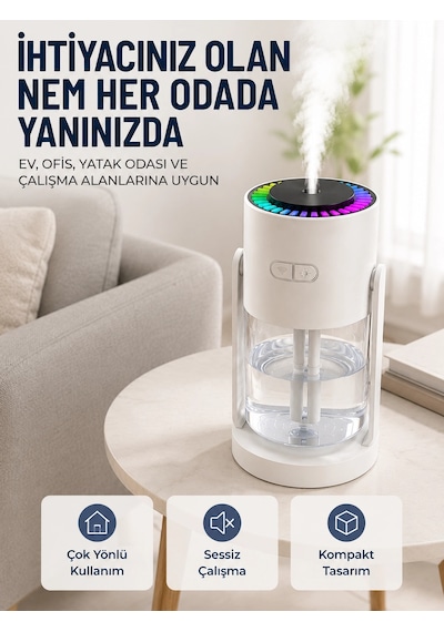 Ultrasonik Hava Nemlendirici Renkli Led Işıklı Sessiz Oda Nemlendirme Cihazı