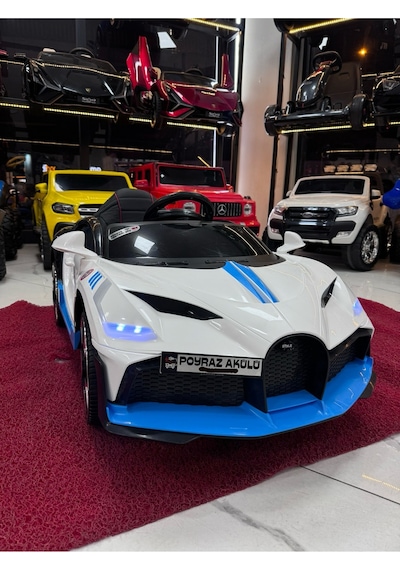 Poyraz Akülü Bugatti Güçlü Motorlu 12v Akülü Araba Özel Plaka Mavi