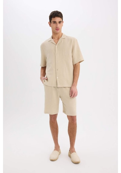 DeFacto %100 Pamuk Relax Fit Müslin Cepli Basic Düz Bermuda Şort C7589AX25SMBG695
