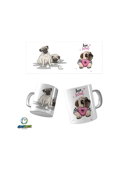 Pug Kupa Bardak Tek Adet K0376 Çok Renkli