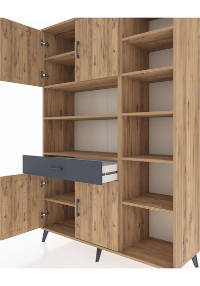 Hyperion Dolap 10 Raflı Tek Çekmeceli 4 Kapaklı 132x44x195 Çam-çam/antrasit Atlas Çam/antrasıt Hyperion Dolap 10 Raflı Tek Çekmeceli 4 Kapaklı 132x44x195 Çam-çam/antrasit Atlas Çam/antrasıt
