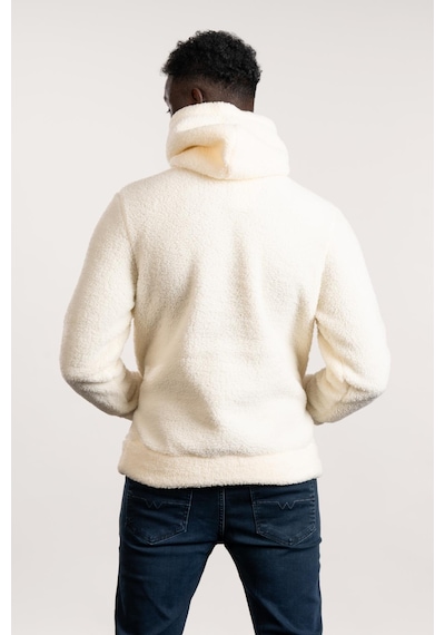 Fbı Kapşonlu Kanguru Cepli Slimfit Peluş Sweatshirt krem