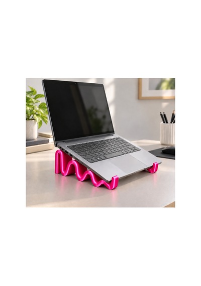 Violet Dalgalı Görünümlü Laptop Standı - Metalik Fuşya