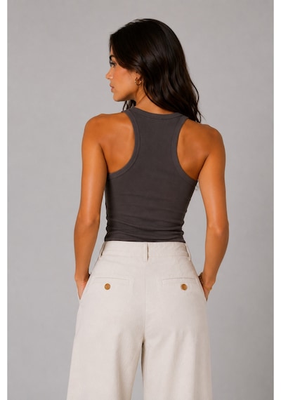 Parshey Kadın Halter Yaka Body Fit Kalıp Basic Rahat & Günlük Kullanım Antrasit