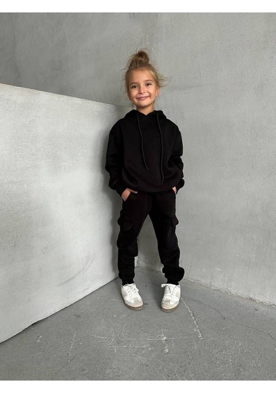 My Kids Wear Üç İplik Kapüşonlu Şardonlu Takım Beyaz - Turuncu