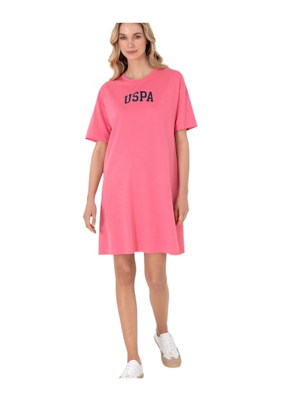 U.S. Polo Assn. Kadın Modal Karışımlı Bisiklet Yaka Mini Boy Örme Elbise Pembe