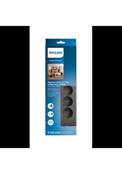Phılıps Spn3140a/62, 4 Soket, Akım Korumalı Priz, 900 Joules, 2mt Kablo, Gri Standart