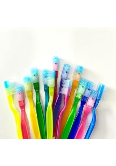 Easybrush Tek Kullanımlık Diş Fırçası, Macun İçeren, 100 Adet, Çok Renkli, Orta Sertlikte 1 Açık Ahşap
